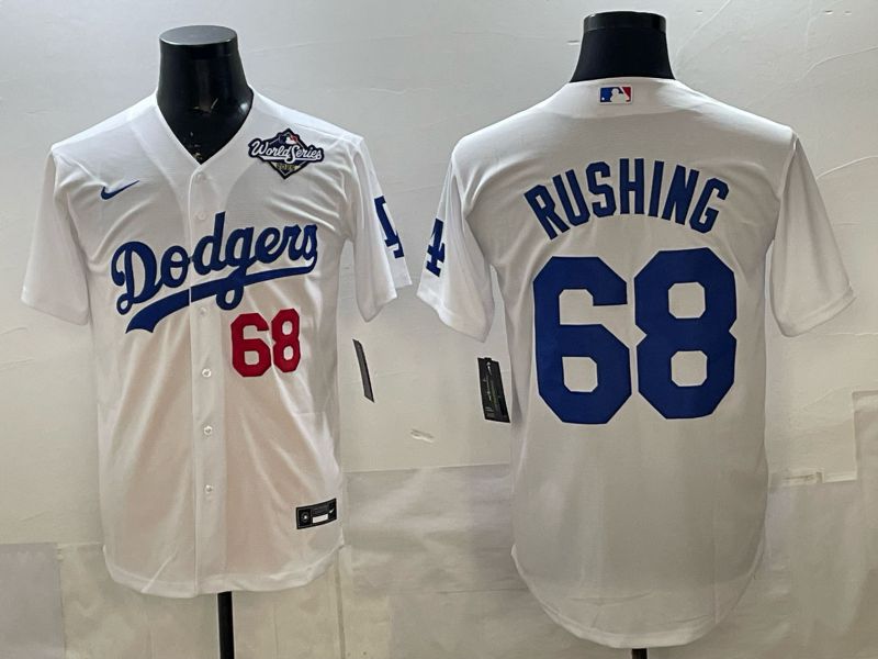 Men Los Angeles Dodgers #68 Rushing White Game 2026 Nike MLB Jersey 004